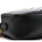 Calfskin Matelasse Small GG Marmont Chain Shoulder Bag Black