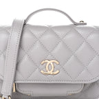 Caviar Quilted Mini Business Affinity Flap Grey