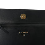 Caviar Quilted Pocket Clutch With Chain WOC Black