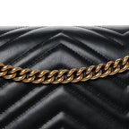 Calfskin Matelasse Medium GG Marmont Shoulder Bag Black