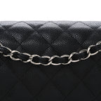 Caviar Quilted Jumbo Double Flap Black