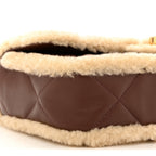 Shearling Lambskin Quilted Furry Coco Flap Dark Brown Beige