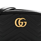 Calfskin Matelasse Mini GG Marmont Chain Shoulder Bag Black