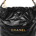 Shiny Calfskin Quilted Small Chanel 22 Black