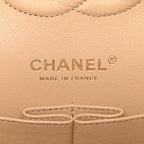 Caviar Quilted Medium Double Flap Beige