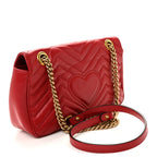 Calfskin Matelasse Small GG Marmont Shoulder Bag Hibiscus Red