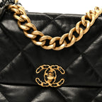 Goatskin Quilted Large Chanel 19 Flap Black