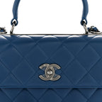Lambskin Quilted Small Trendy CC Flap Dual Handle Bag Blue