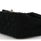 Tweed Quilted Mini Rectangular Flap Black