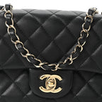 Lambskin Quilted Mini Rectangular Flap Black