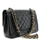 Caviar Quilted Jumbo Double Flap Black