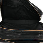 Shiny Grained Calfskin Quilted Large Travel Bowling Bag Black