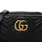 Calfskin Matelasse Small GG Marmont Chain Shoulder Bag Black