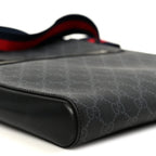GG Supreme Monogram Appia Calfskin Web Flat Messenger Bag Black Grey