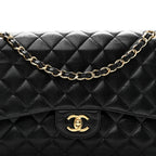 Caviar Quilted Jumbo Double Flap Black