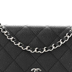 Caviar Quilted Wallet on Chain WOC Black