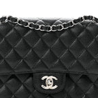 Caviar Quilted Medium Double Flap Black