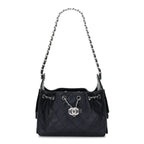 Metallic Caviar Quilted Mini Chanel 25 Handbag Dark Blue