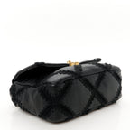 Calfskin Crochet Medium Chanel 19 Flap Black