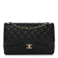 Caviar Quilted Jumbo Double Flap Black