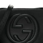 Pebbled Calfskin Small Soho Disco Bag Black
