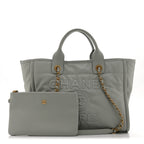 Calfskin Embossed Small Deauville Tote Light Blue