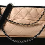 Aged Calfskin Quilted Medium Gabrielle Hobo Beige Black