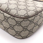 GG Supreme Monogram Textured Dollar Calfskin Web Small Ophidia GG Handbag Beige Ebony New Acero