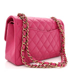 Caviar Quilted Small Double Flap Fuchsia