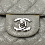 Caviar Quilted Mini Rectangular Flap Light Grey