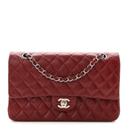 Caviar Quilted Medium Double Flap Burgundy