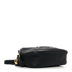 Pebbled Calfskin Small Soho Disco Bag Black