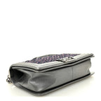 Tweed Metallic Lambskin Medium Boy Flap Silver