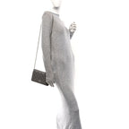 Lambskin Crystal Quilted Wallet On Chain WOC Grey