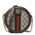 GG Supreme Monogram Web Mini Ophidia Round Shoulder Bag Brown