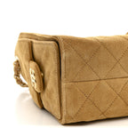 Suede Quilted Mini Chanel 25 Handbag Beige