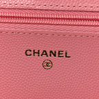 Caviar Quilted Wallet on Chain WOC Pink