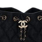 Denim Quilted Mini Chanel 25 Handbag Dark Blue