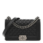 Lambskin Quilted Medium Boy Flap Black