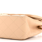 Lambskin Quilted Medium Double Flap Beige