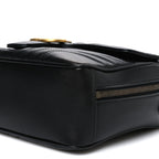 Calfskin Matelasse Sylvie Web Small GG Marmont Top Handle Shoulder Bag Black