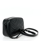 Calfskin Matelasse Monochrome Small GG Marmont Chain Shoulder Bag Black