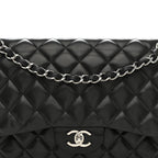 Lambskin Quilted Jumbo Double Flap Black