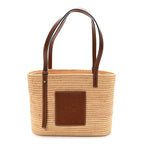 Raffia Small Square Basket Tote Bag Natural Tan