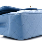 Caviar Quilted Small Double Flap Blue