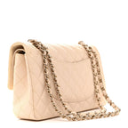 Caviar Quilted Medium Double Flap Light Beige