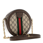 GG Supreme Monogram Web Mini Ophidia Round Shoulder Bag Brown