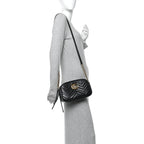 Calfskin Matelasse Small GG Marmont Chain Shoulder Bag Black
