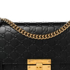 Guccissima Medium Padlock Shoulder Bag Black