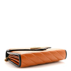 Vintage Effect Calfskin Matelasse Diagonal Torchon GG Marmont Chain Wallet Cognac
